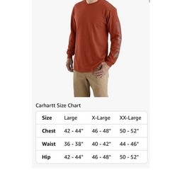 Carhartt men’s Long Sleeve T-Shirt TK0231 Loose Fit Red Logo sleeve graphic XL