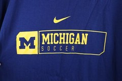 New Nike Mens Size Large Team Issued University of Michigan Soccer T-Shirt Blue