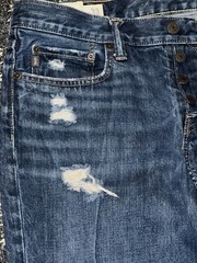 ABERCROMBIE & FITCH Men”s Jeans Classic Straight Distressed Worn Washed 33×32