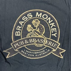 Brass Monkey Pub T Shirt Mens XL Black Distressed Australia Short Sleeve Preowne