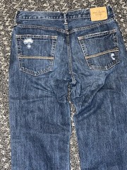 ABERCROMBIE & FITCH Men”s Jeans Classic Straight Distressed Worn Washed 33×32
