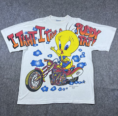 Vtg 90’s Tweety Bird Sylvester Men’s T-Shirt Motorcycle Double Graphic Size XL