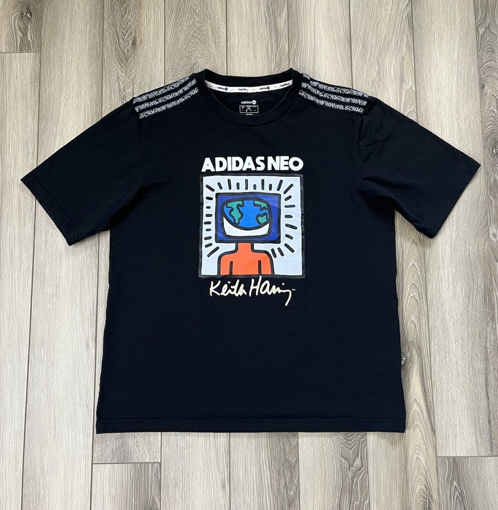 Adidas Neo x Keith Haring Drop Shoulder Sleeve T-Shirt Men’s Sz M Black Cotton
