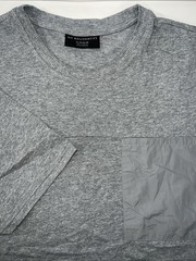 Oversized Heather Gray Short Sleeve T-Shirt With Ribbed Collar & Chest Pocket XL