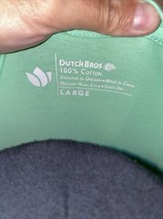 Dutch Bros Coffee T- Shirt Large green Peace Sign Flower Power Hippie Love Work