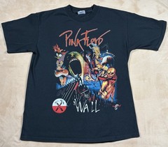 Vintage Pink Floyd The Wall Tee Shirt Yazbek Large Rock Death Double Sided