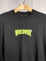 Asos Design Black Worldwide Graphic Doube Sided Long Sleeve T-Shirt Size M MEDIU