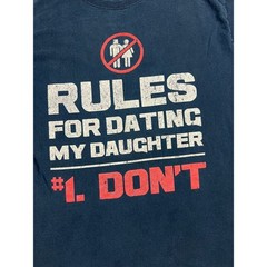 Fruit of the Loom T-Shirt Mens L Navy Rules For Dating My Daughter Graphic Tee