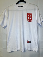 Rare Ryzen Tech Merch Tee – White – Red Katakana Graphic Logo – Size Medium