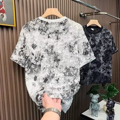 Men Luxury Fashion Trendy Diamond Ripped Hole Casual Summer Streetwear T-Shirt