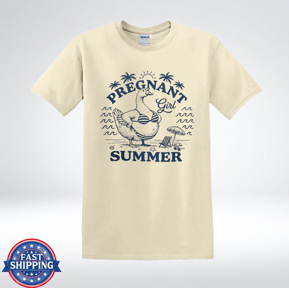 Funny Mom To Be Beach Shirt Pregnant Girl Summer Goose T-Shirt