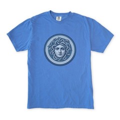 Blue Medusa Mosaic T-Shirt | Greek Mythology Gorgon Head Graphic Tee Shirt