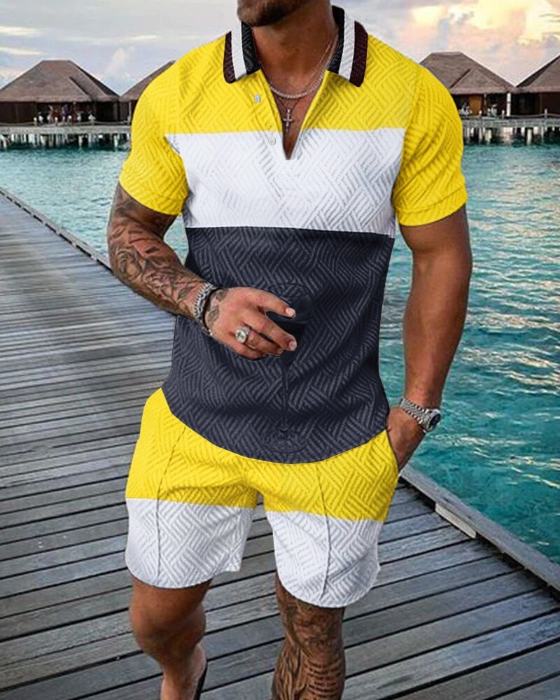 2-Piece Set Mens T Shirts & Shorts Set Outfit Sweatsuit Short Sleeve NEW 2025