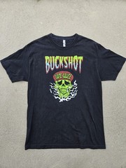 Buckshot Vape Sauce Y2K Shirt Mens L Black Neon Skull Promo Graphic Tee Alstyle