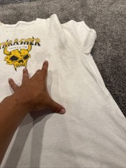 Thrasher Magazine Mens Size Large Vintage White T-Shirt. Awesome Grunge/Stain
