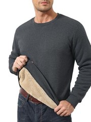 Men’s Winter Warm Sherpa Lined Sweatshirt Long Sleeve Pullover Casual Sweatshirt