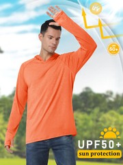 UPF 50+ Men’s Sun Block Hoodie Long Sleeve UV Shirts Quick Dry Performance Tops
