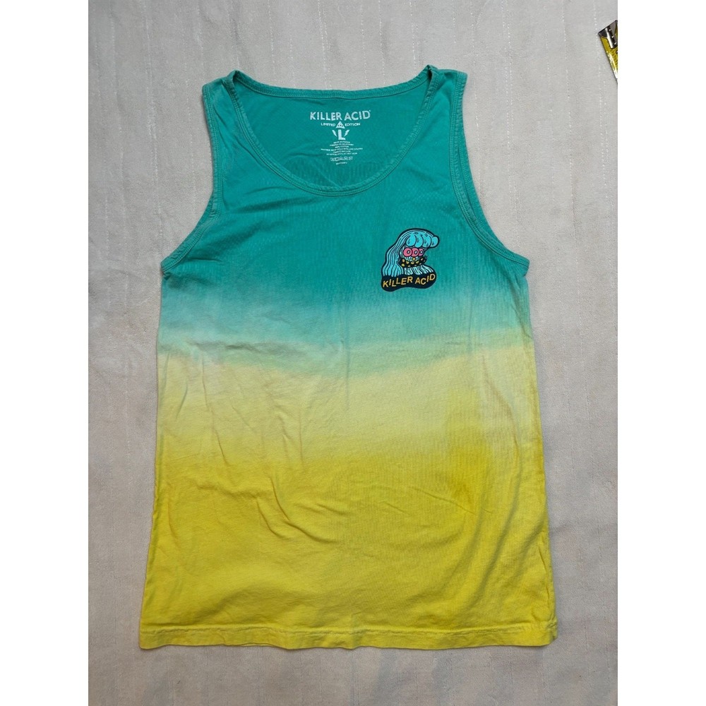 Killer Acid Limited Edition Tank Top Mens Large L Teal Yellow Ombre Surf Skater