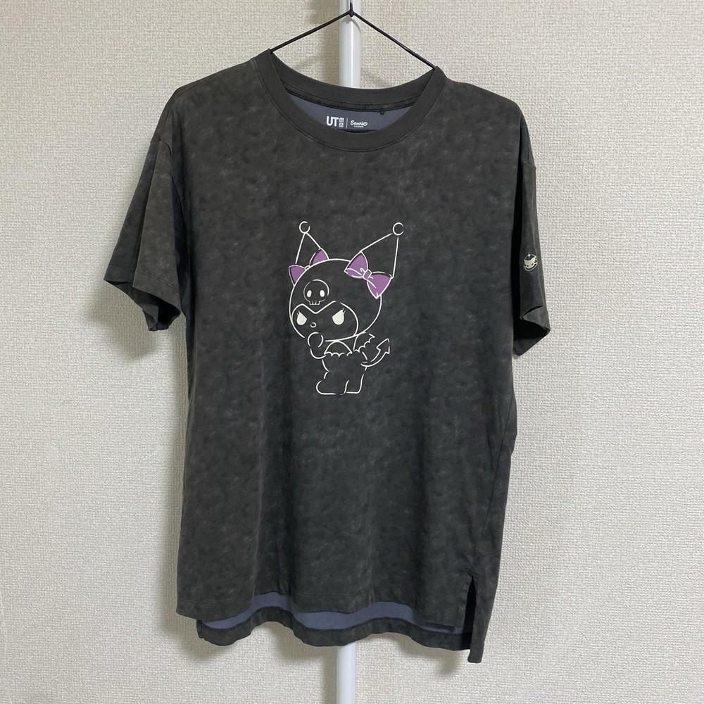 Uniqlo UT Sanrio Kuromi T-Shirt Charcoal Gray Tie-Dye Wash Devil Size S