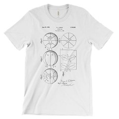 Basketball Patent T-Shirt.100% Cotton Comfy Tee on Black White or Gray. NEW