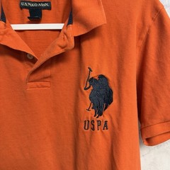 US Polo Assn Collared Short Mens M 21.5×25 Orange Big Horse USPA