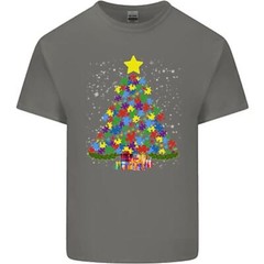 Autism Christmas Tree Autistic Awareness Mens Cotton T-Shirt Tee Top