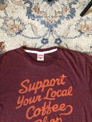 Homage Shirt Mens Large Maroon Support Your Local Coffee Shop Graphic Tee USA