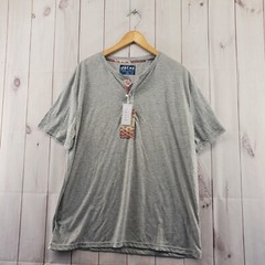 Jachs New York T Shirt Mens XL Gray Quarter Button Floral Details Short Sleeve