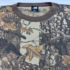 Vintage Ace Sportswear Single Stitch Sniper Camo Mens T-Shirt L Brown Ringer 80s