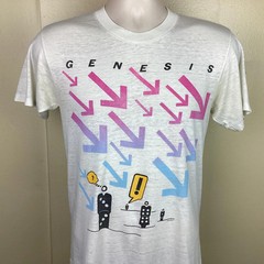 Vintage 1986 Genesis Invisible Touch Concert T-Shirt White S/M 80s Pop Rock Band