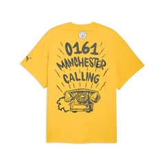 PUMA Hoops X Manchester City Graphic Crew Neck Short Sleeve T-Shirt Mens Yellow