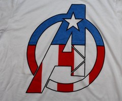 Marvel Mens Captain America Avengers Patriotic Fill Logo White Shirt New XL