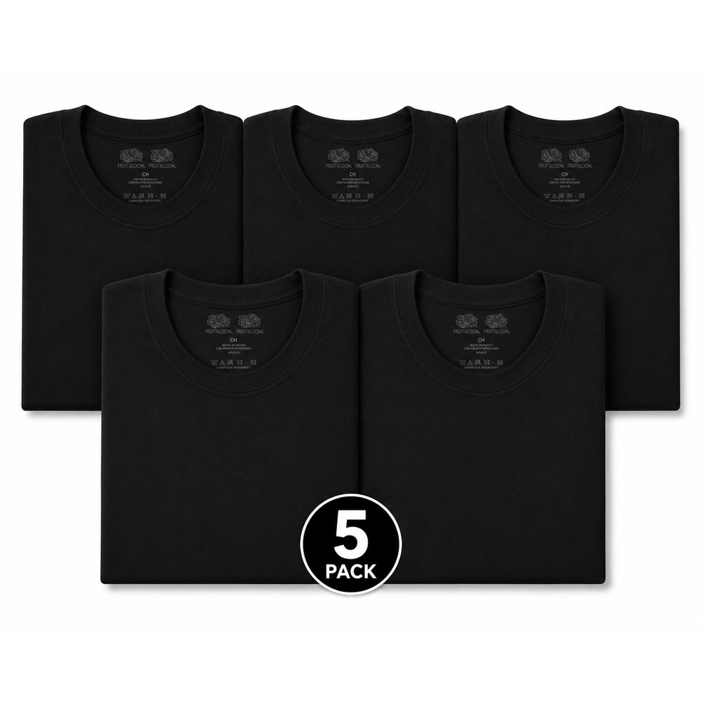 Fruit of the Loom 5-Pack Heavy Cotton HD T-Shirts Size Small (S) – Black
