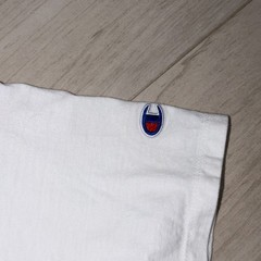 Champion Mens Large White Crew Neck T Shirt Short Sleeve Embroidered Logo
