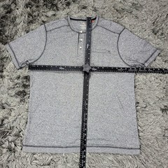 Tommy Bahama Henley Shirt Mens Medium Gray Short Sleeve Chest Pocket Heather