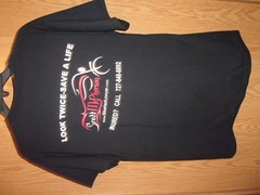 Motorcycles Look Twice Save A Life black graphic L t shirt