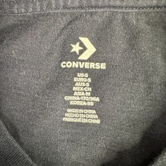 Converse Shirt Mens Small Navy Blue White Wrap Around Print Short Sleeve Casual