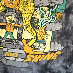 Killer Acid Men’s Black Gray Yellow Cotton Tie Dye Sun Graphic T-Shirt Size M