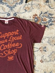 Homage Shirt Mens Large Maroon Support Your Local Coffee Shop Graphic Tee USA