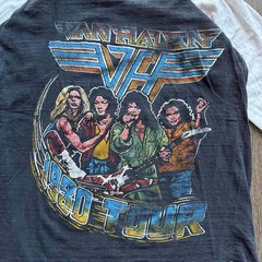 Vintage 80s Raglan Band Tee Van Halen Shirt Medium Black 1980 Tour 3/4 Sleeve