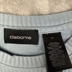 Claiborne Mens Ribbed T-Shirt Blue Crewneck Short Sleeve Size Medium