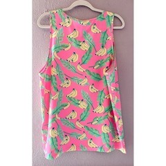 Chubbies Mens XL Pink Banana Leaf Print Tank Top NWT