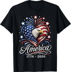 America US Flag 250 1776 2026 250th Anniversary 4th of July T-Shirt