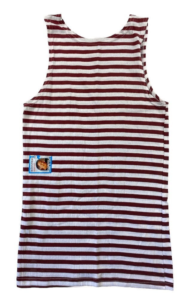 VINTAGE Breton Stripe Sailor Tank Top Shirt 80s Red Military Russian Telnyashka
