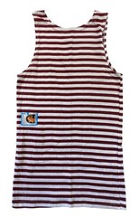VINTAGE Breton Stripe Sailor Tank Top Shirt 80s Red Military Russian Telnyashka