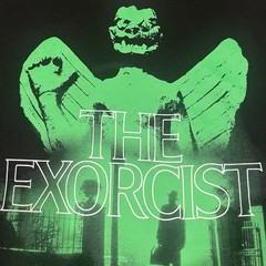 New The Exorcist Large 70s Horror Movie T Shirt Black Neon Green Gore Graphic