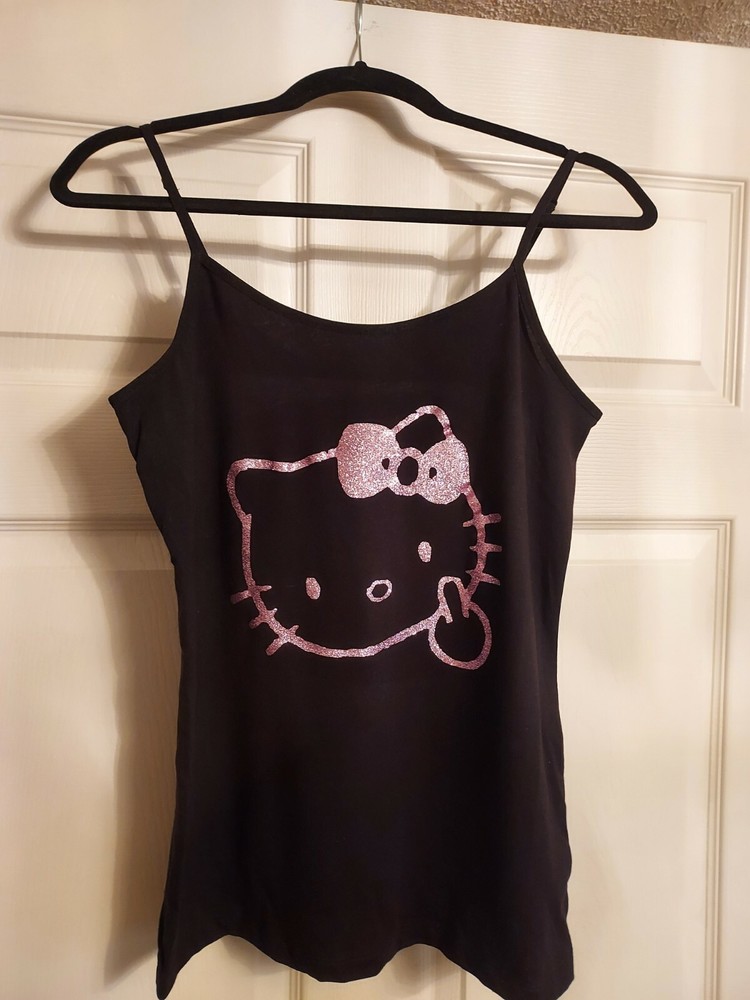 Hello Kitty tank top Middle Finger Pink Glitter xs through xxl