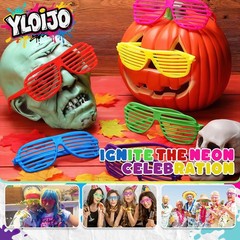 Shutter Glasses Neon Color Shades Sunglasses Set Novelty 80s 90s Funny 6-Colo…
