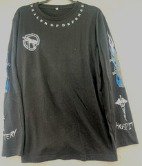 Dealer of Defense Shirt Mens Sz XL Long Sleeve Black Graphic Mafia Skull
