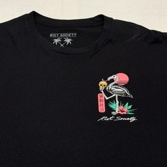 Riot Society Shirt Mens XL Black Skeleton Flamingo Welcome To Paradise Tee